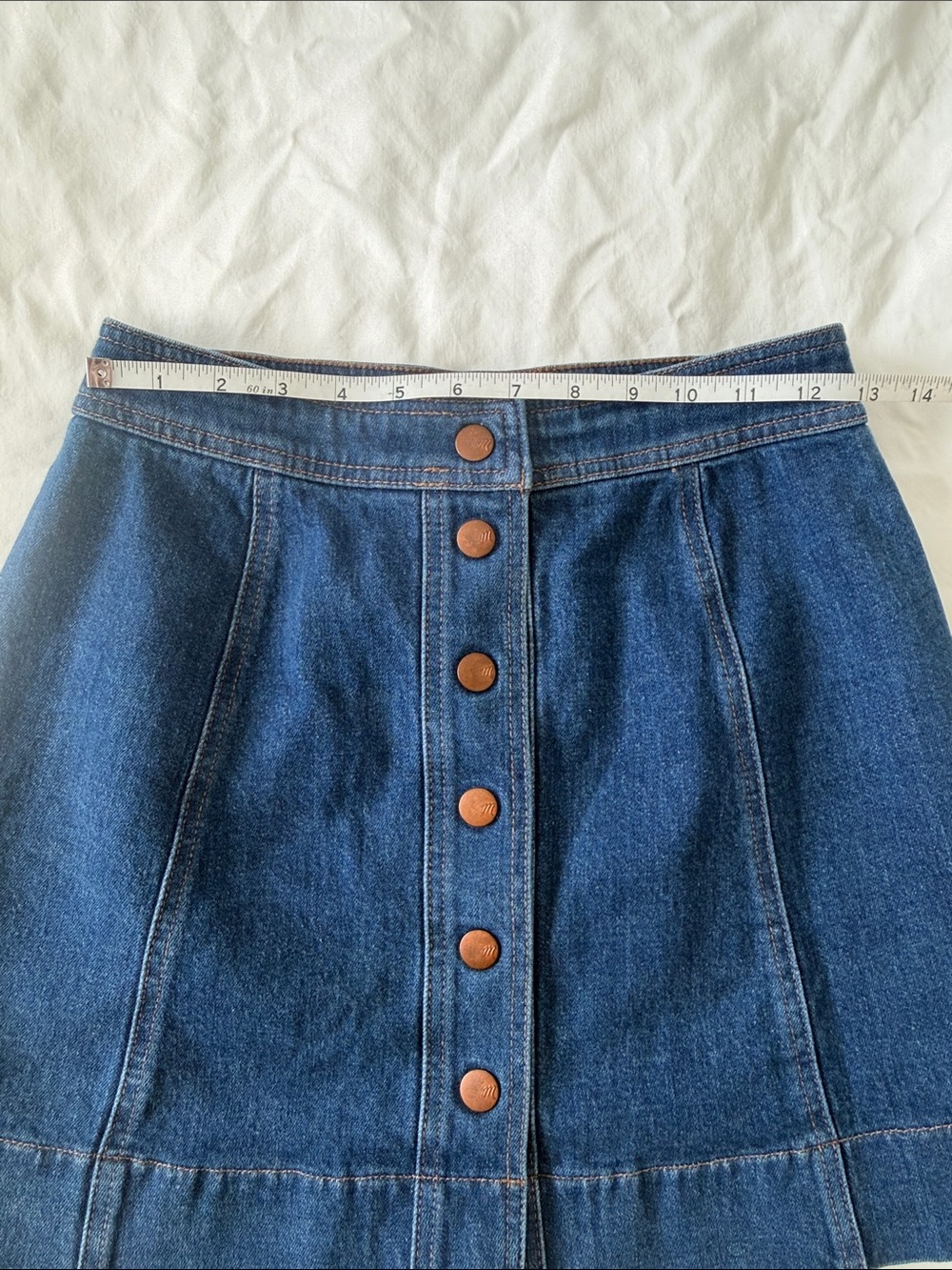 Madewell Button-Front Denim Mini A-Line Skirt - Picture 4 of 5